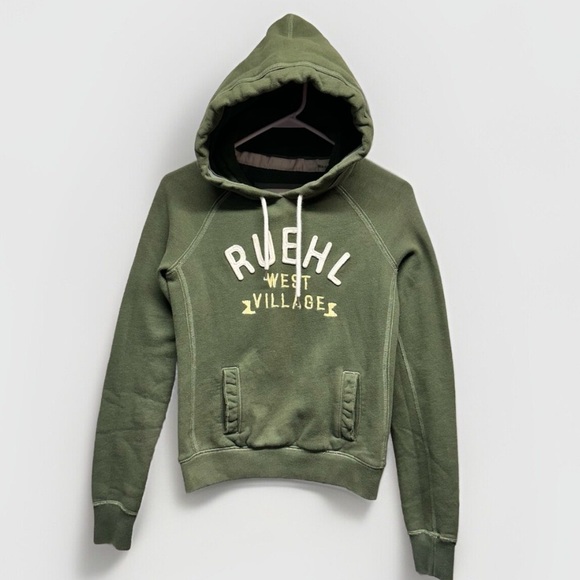 RUEHL No. 925 Hoodie Women's S Green Y2K Quilted Applique Spelled West‎ Village - Picture 1 of 11